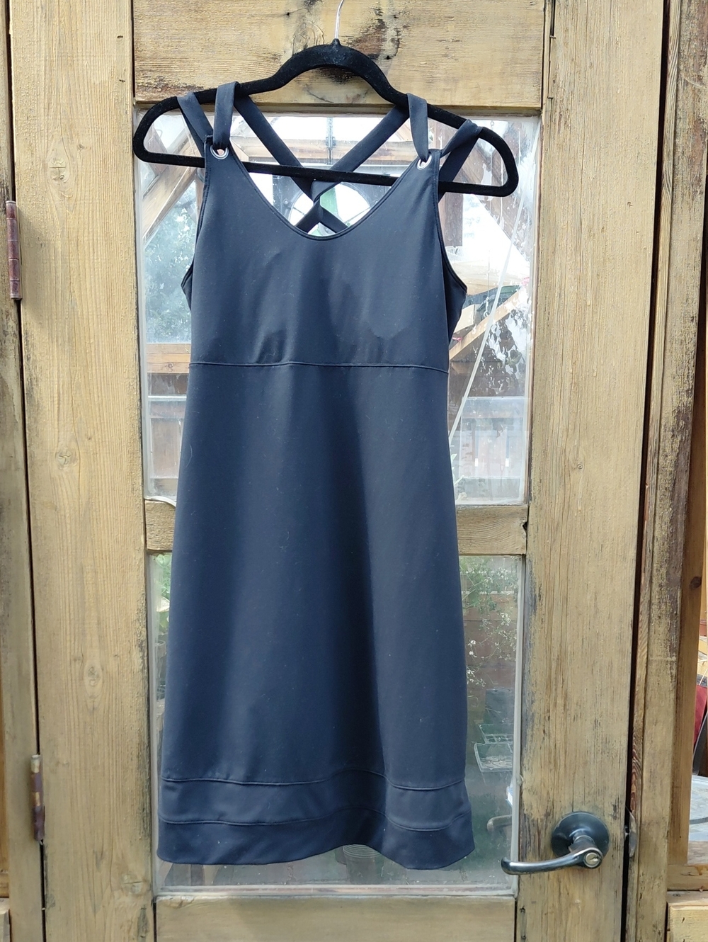 Merrell Black Sleeveless Cross-Back Mini Dress